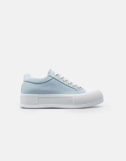 Εικόνα της Γυναικεία υφασμάτινα sneakers με διπλή σόλα Σιέλ