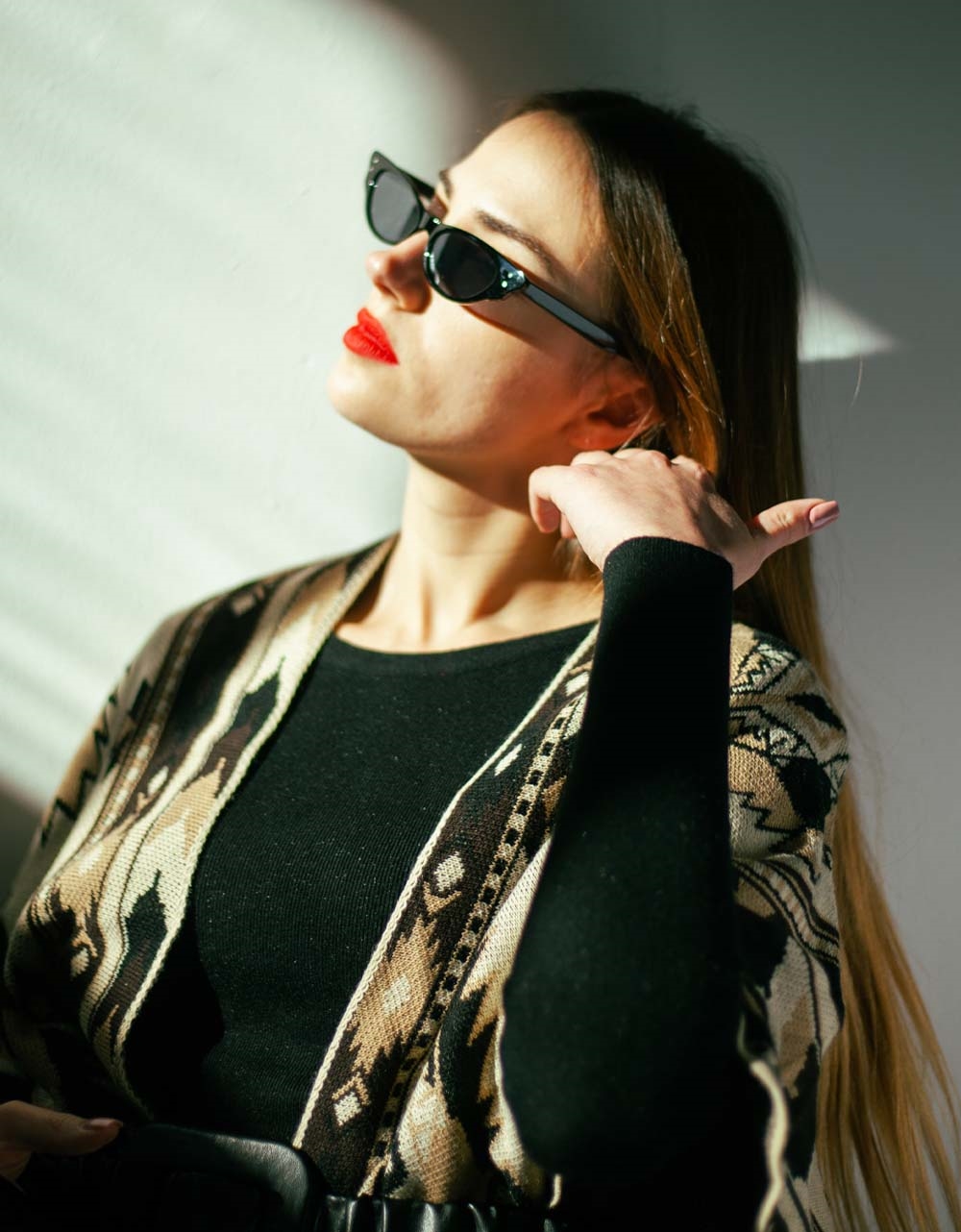 Εικόνα από Γυναικεία γυαλιά ηλίου σε σχήμα πεταλούδας Μαύρο