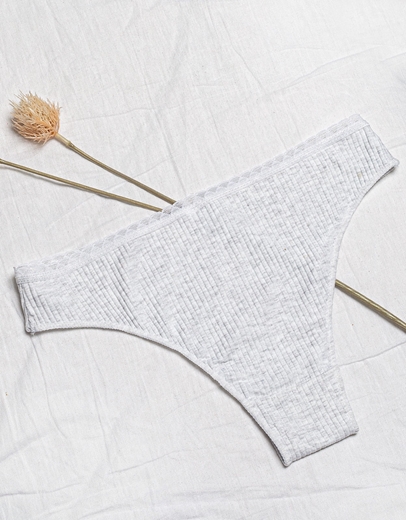 Εικόνα της Γυναικείο βαμβακερό σλιπ με δαντέλα Γκρι
