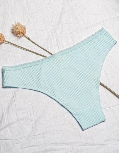 Εικόνα της Γυναικείο βαμβακερό σλιπ με δαντέλα Σιέλ