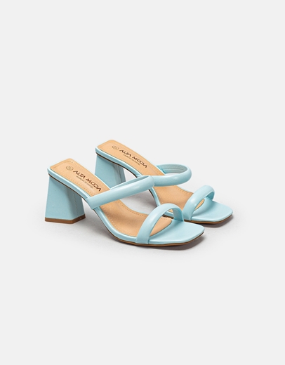 Εικόνα της Γυναικεία mules σε καρέ γραμμή Σιέλ