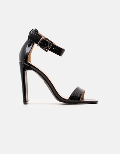 Εικόνα της Γυναικεία ψηλοτάκουνα πέδιλα με snake λεπτομέρειες Μαύρο