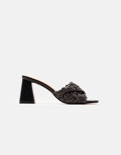 Εικόνα της Γυναικεία mules με ψάθινη φάσα Μαύρο