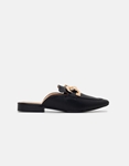 Εικόνα από Γυναικεία flat mules με χρυσή αγκράφα Μαύρο