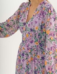 Εικόνα από Floral mini φόρεμα αμπίρ με μακριά μανίκια Μωβ
