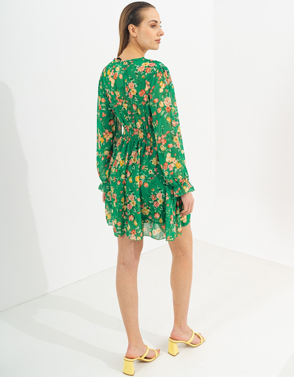 Εικόνα από Floral mini φόρεμα μεσάτο Πράσινο
