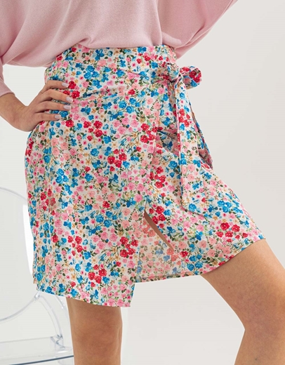 Εικόνα της Mini floral φούστα φάκελος Λευκό