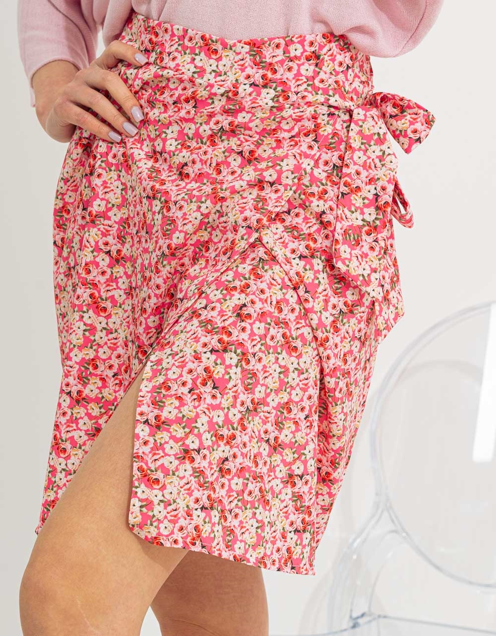 Εικόνα από Mini floral φούστα φάκελος Ροζ
