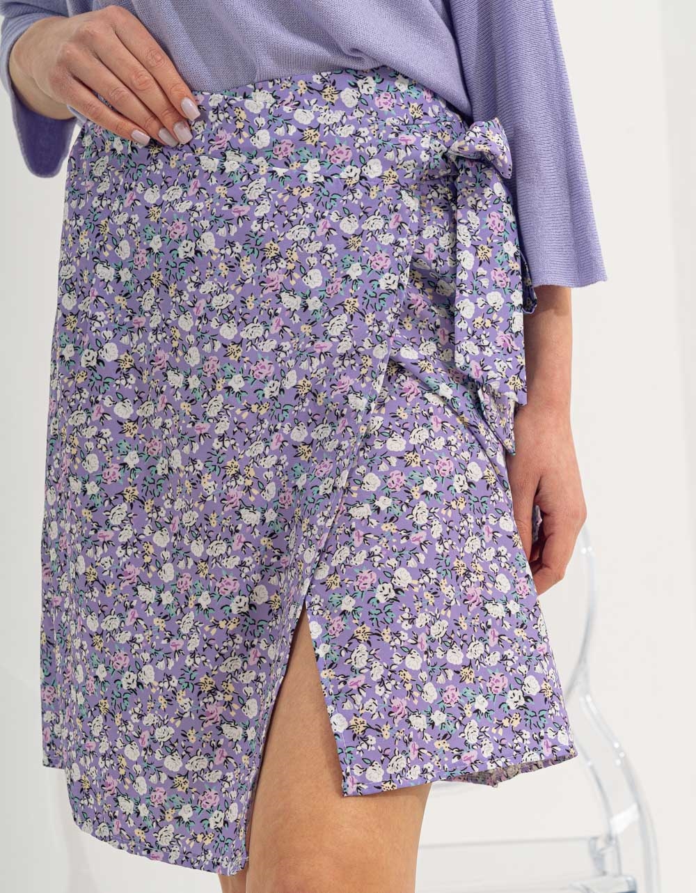 Εικόνα από Γυναικεία floral φούστα φάκελος Μωβ