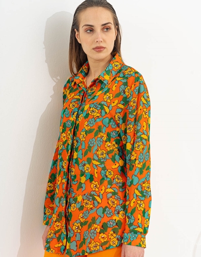 Εικόνα της Floral πουκαμίσα Πορτοκαλί