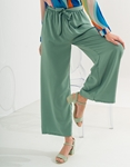 Εικόνα από Wide leg παντελόνα με λάστιχο στη μέση και ζωνάκι Πράσινο