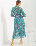 Εικόνα από Αμπίρ maxi floral φόρεμα με μανίκια 3/4 Μπλε
