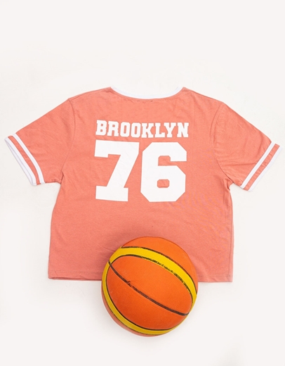 Εικόνα της Βαμβακερό t-shirt με  τύπωμα Σομόν