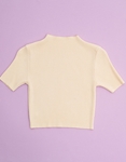 Εικόνα από Crop top ριπ κοντομάνικο με ζιβάγκο Μπεζ