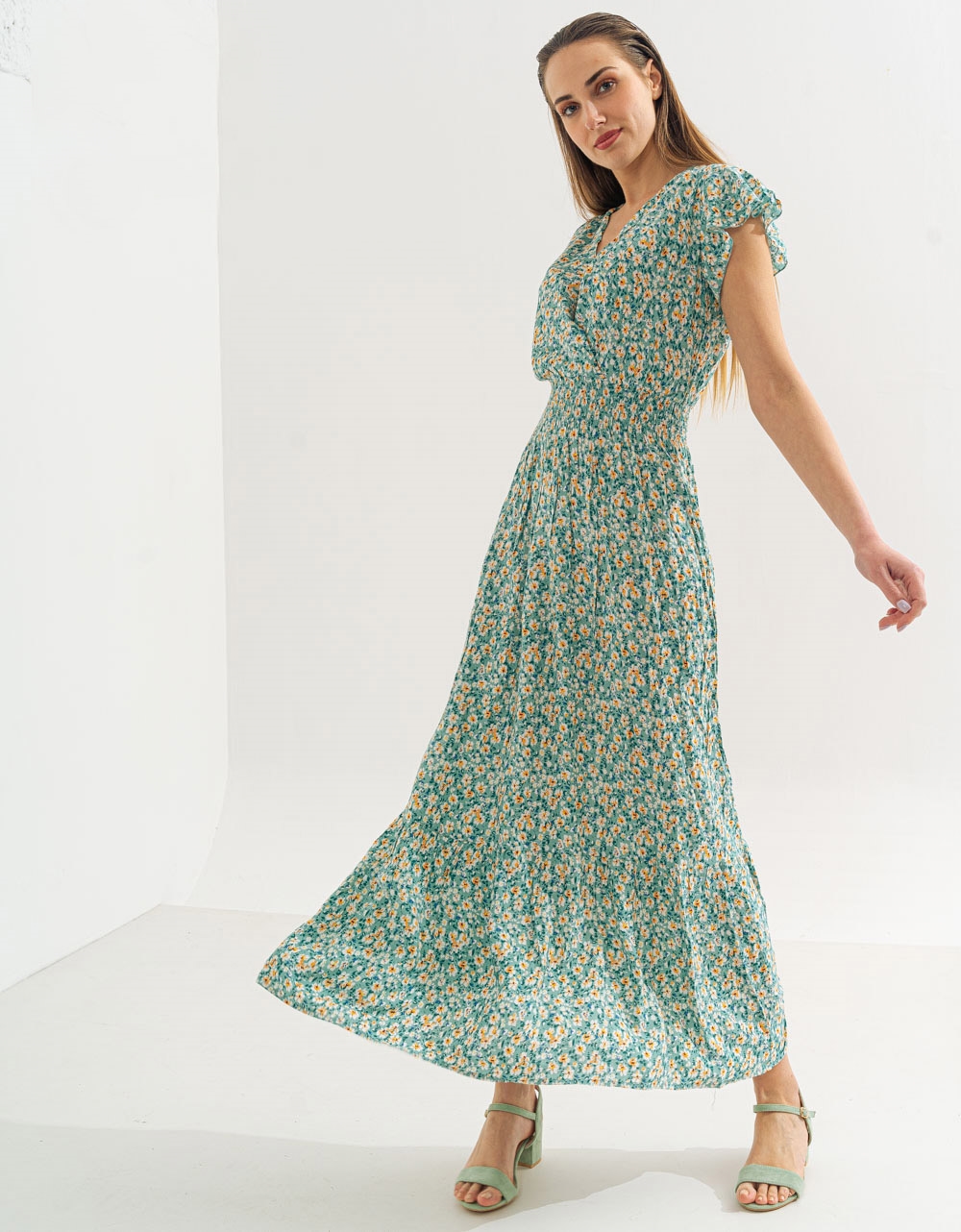 Εικόνα από Maxi floral φόρεμα Πράσινο