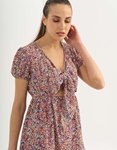 Εικόνα από Floral μίνι φόρεμα με βολάν Μωβ