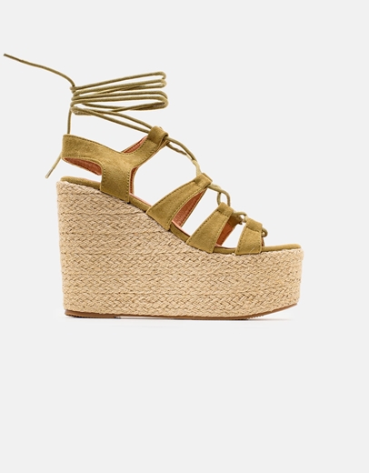 Εικόνα της Πλατφόρμες suede με εσπαντρίγια lace up Πράσινο
