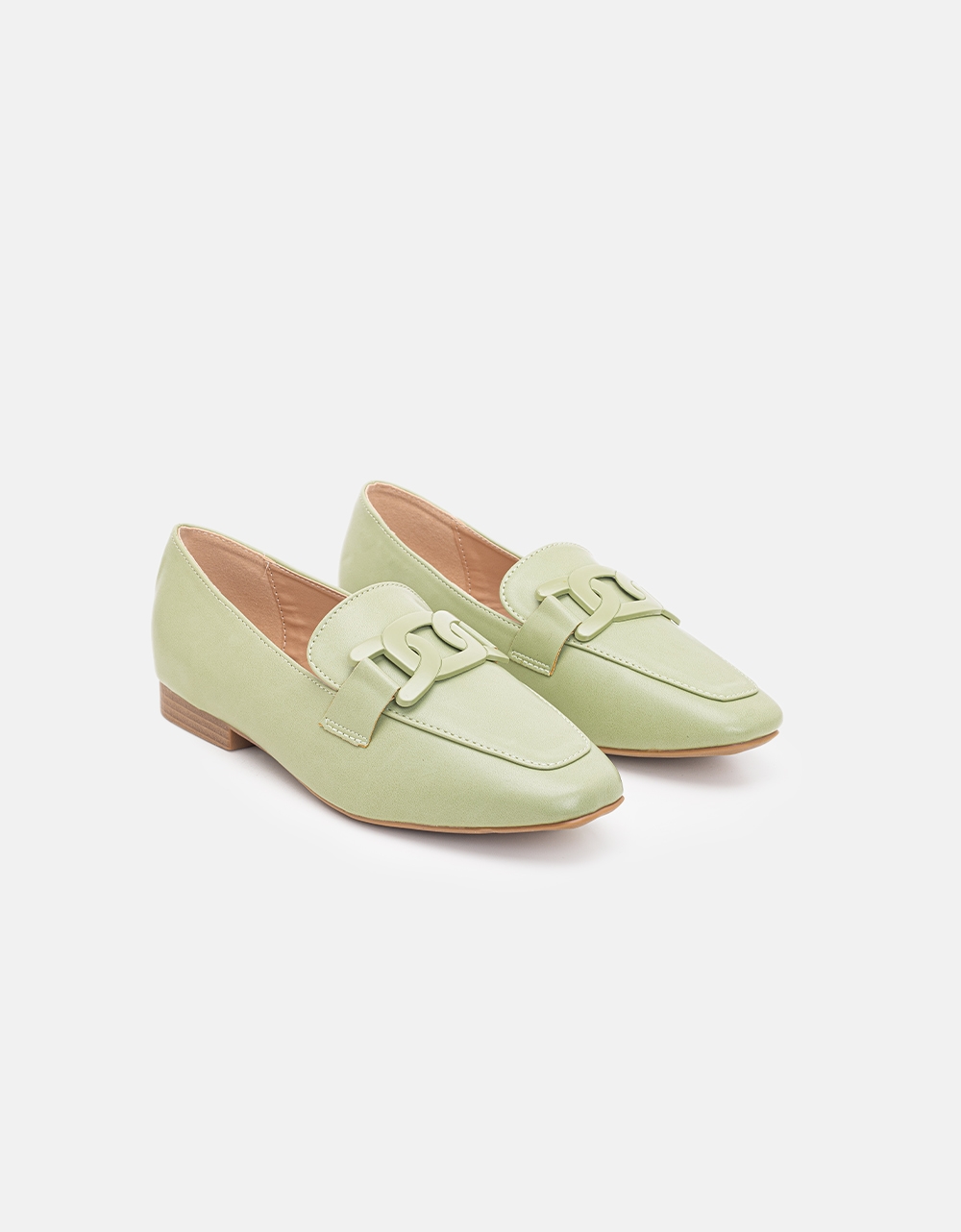 Εικόνα από Γυναικεία flat loafers με αγκράφα Πράσινο