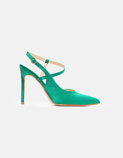 Εικόνα της Γυναικείες μυτερές open heel γόβες Πράσινο