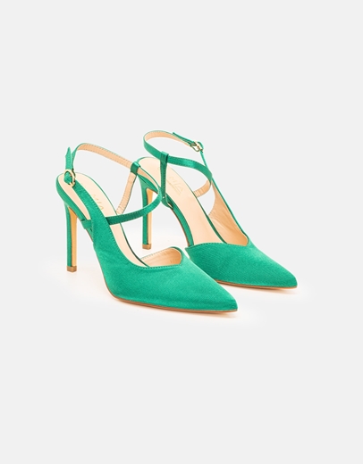 Εικόνα της Γυναικείες μυτερές open heel γόβες Πράσινο