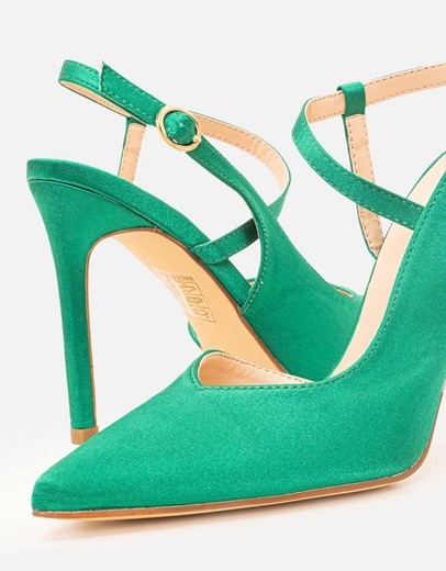 Εικόνα της Γυναικείες μυτερές open heel γόβες Πράσινο