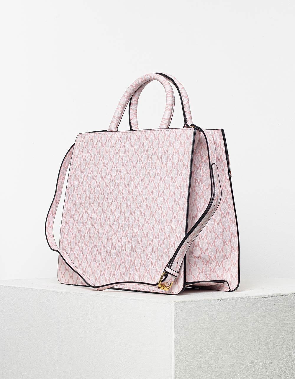 Εικόνα από Γυναικεία τσάντα χειρός με διακοσμητική έγχρωμη λωρίδα Ροζ