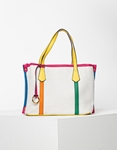 Εικόνα από Γυναικεία τσάντα χειρός με χρωματιστές πινελιές και μεταλλική λεπτομέρεια Λευκό