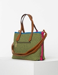 Εικόνα από Γυναικεία τσάντα χειρός με χρωματιστές πινελιές και μεταλλική λεπτομέρεια Πράσινο