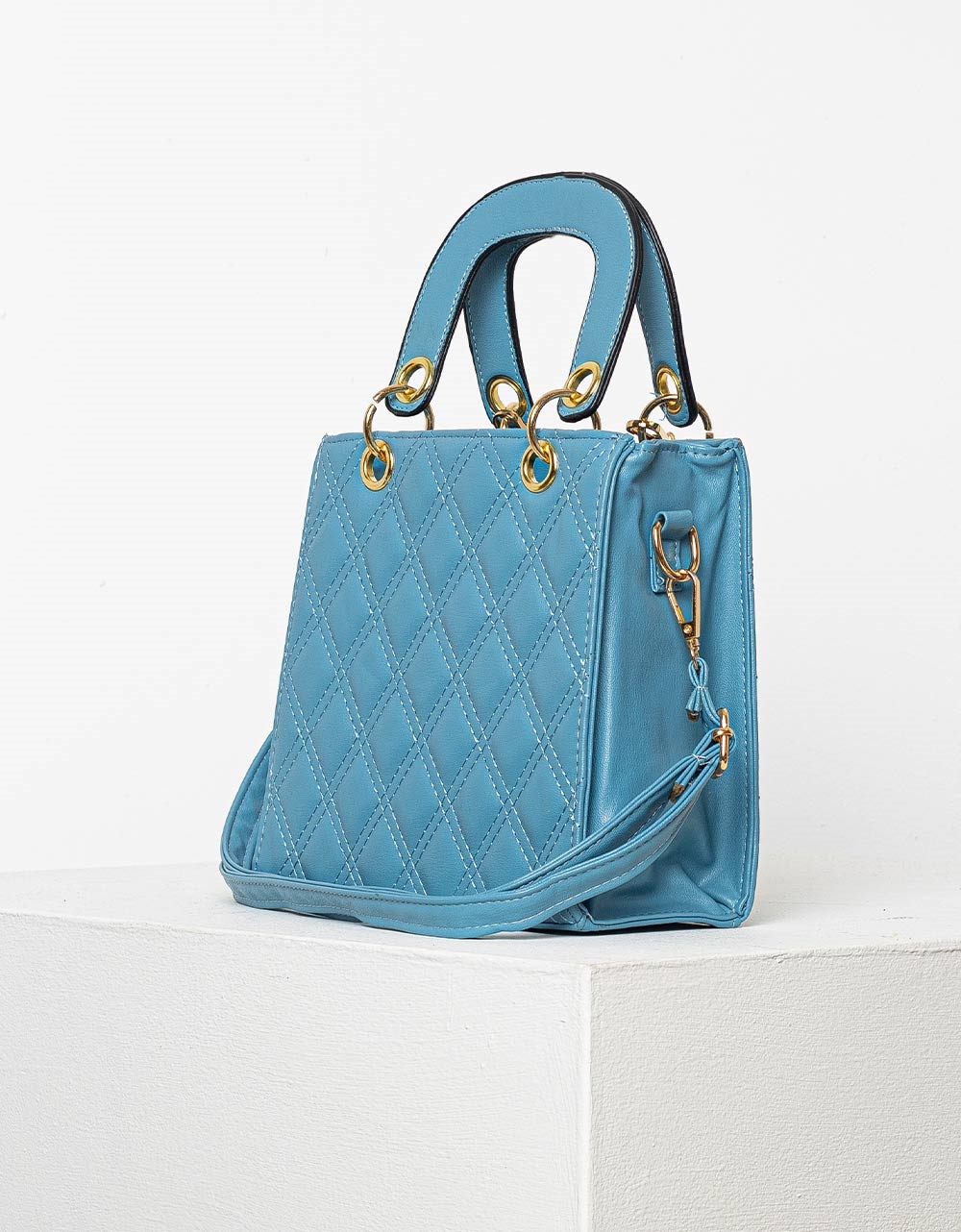 Εικόνα από Γυναικεία τσάντα χειρός με διακοσμητική αλυσίδα Μπλε