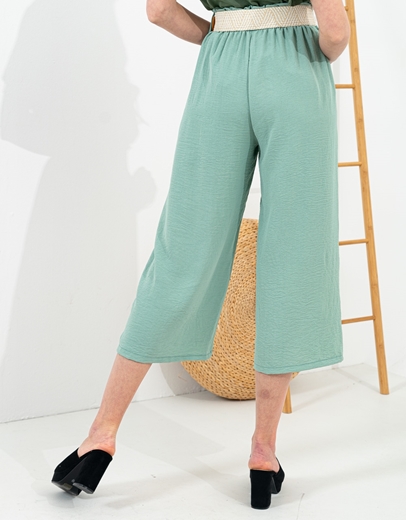 Εικόνα της Παντελόνα ζιπ κιλότ με ζώνη Πράσινο