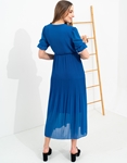 Εικόνα από Maxi πλισέ φόρεμα με μανίκια 3/4 Μπλε