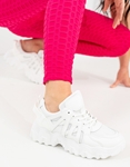 Εικόνα από Γυναικεία sneakers με chunky σόλα και συνδυασμό υλικών Λευκό