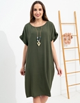 Εικόνα από Oversized midi φόρεμα με κολιέ και βολάν στα μανίκια Πράσινο