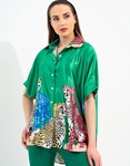 Εικόνα από Σατέν πουκαμίσα με animal print στοιχεία Πράσινο