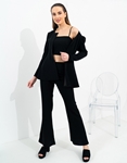 Εικόνα από Σετ ρούχων total look σακάκι παντελόνα και crop top Μαύρο