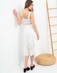 Εικόνα από Boho σετ crop top και midi φούστα με διάτρητο σχέδιο Λευκό