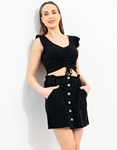 Εικόνα από Τζιν μίνι φούστα με κουμπιά Μαύρο