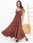 Εικόνα από Boho maxi φόρεμα αμπίρ με λαχούρια Κόκκινο