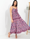 Εικόνα από Boho maxi φόρεμα αμπίρ με λαχούρια Ροζ