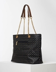 Εικόνα από Γυναικεία τσάντα χειρός με pattern γραμμάτων και χρυσές λεπτομέρειες Μαύρο