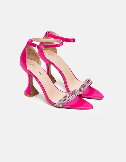 Εικόνα της Γυναικεία πέδιλα με μπαρέτα και στρας Ροζ