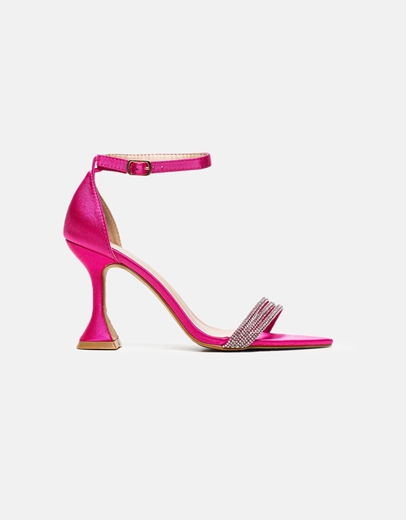 Εικόνα της Γυναικεία πέδιλα με μπαρέτα και στρας Ροζ