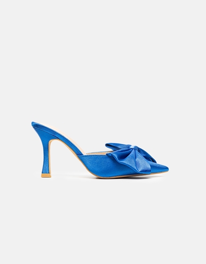 Εικόνα της Mules σατέν με φιόγκο Μπλε