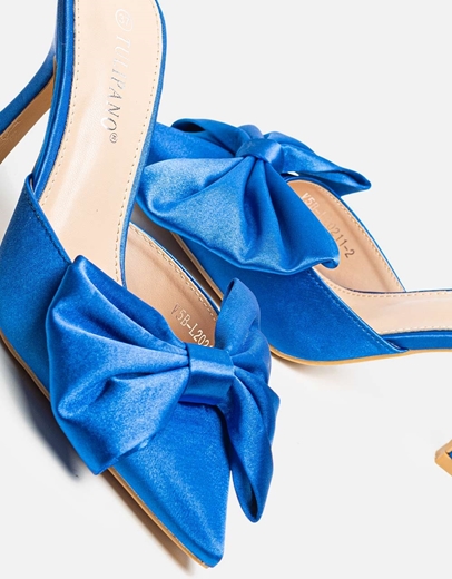 Εικόνα της Mules σατέν με φιόγκο Μπλε