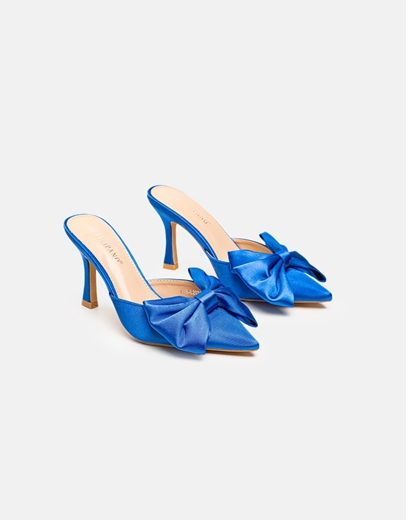 Εικόνα της Mules σατέν με φιόγκο Μπλε