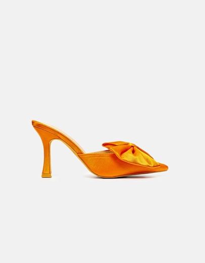 Εικόνα της Mules σατέν με φιόγκο Πορτοκαλί
