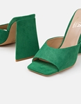 Εικόνα από Γυναικεία mules suede με τακούνι καμπάνα Πράσινο