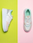 Εικόνα από Γυναικεία sneakers με διπλή σόλα και διάτρητο σχέδιο Λευκό/Ροζ