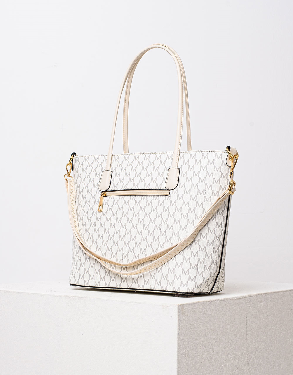 Εικόνα από Γυναικεία τσάντα χειρός με διακοσμητικά χρώματα Λευκό