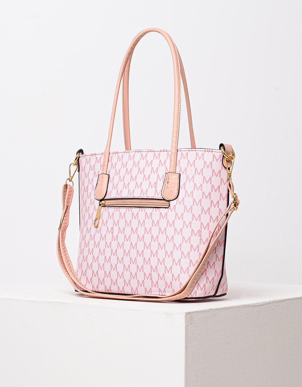 Εικόνα από Γυναικεία τσάντα χειρός με διακοσμητικά χρώματα Ροζ